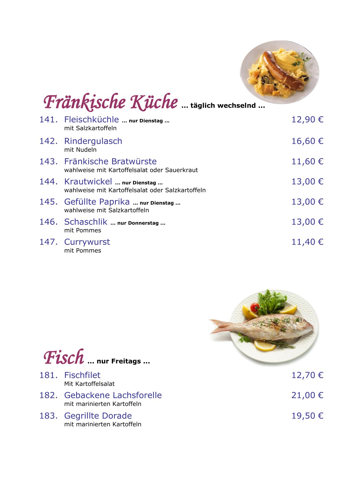 Speisekarte