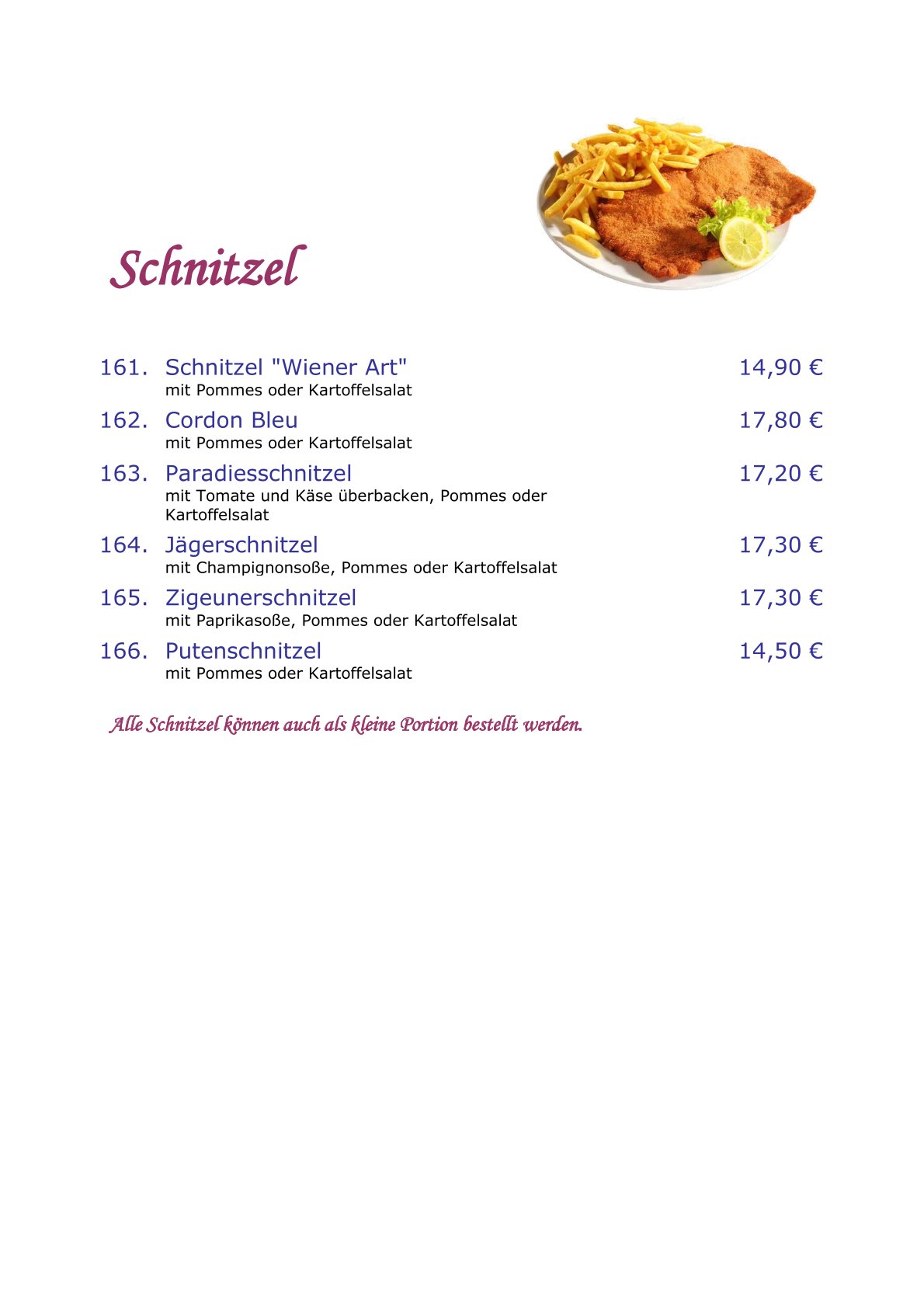 Speisekarte